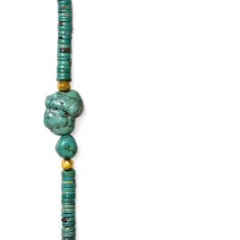 Collar de turquesa tibetana antigua con oro de la India